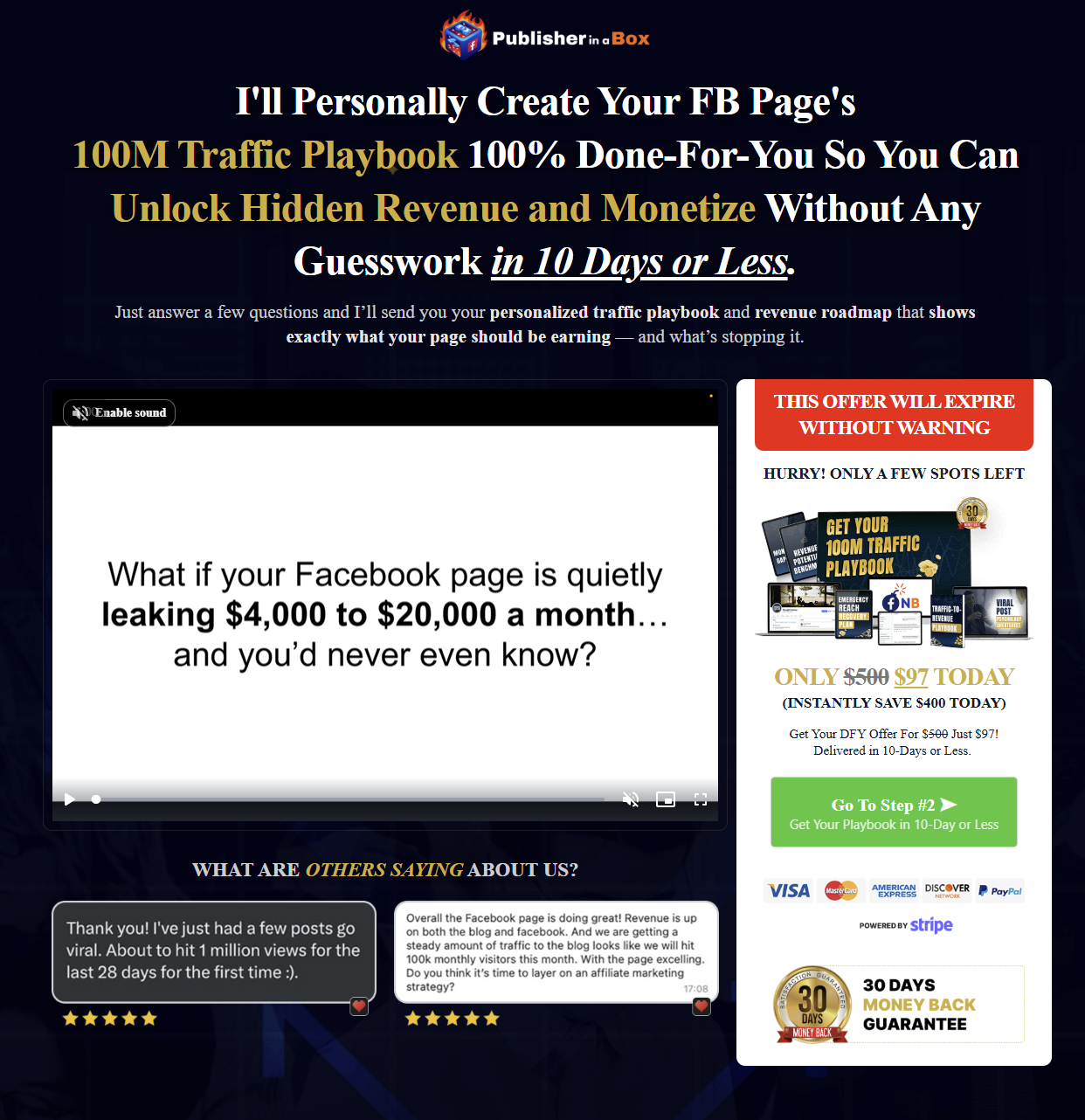 100M Traffic Playbook sales page